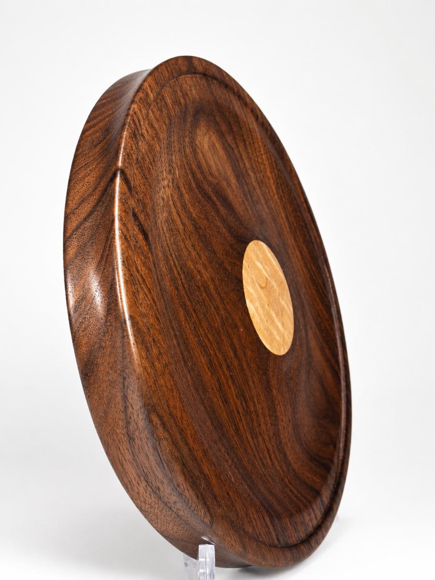 10-inch Black Walnut Valet Tray with Figured Maple Medallion