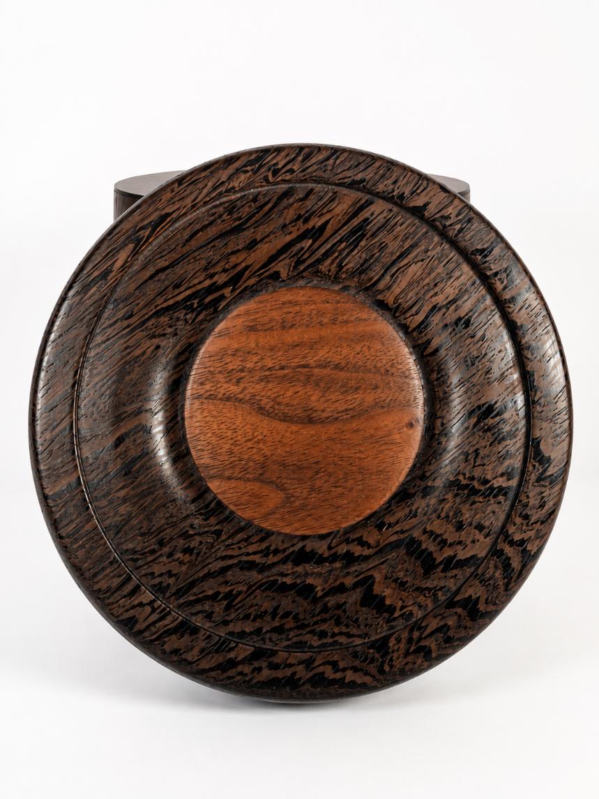 Handcrafted Exotic Wenge & Rosewood Medallion Pet Cremation Urn — 40 lb Capacity
