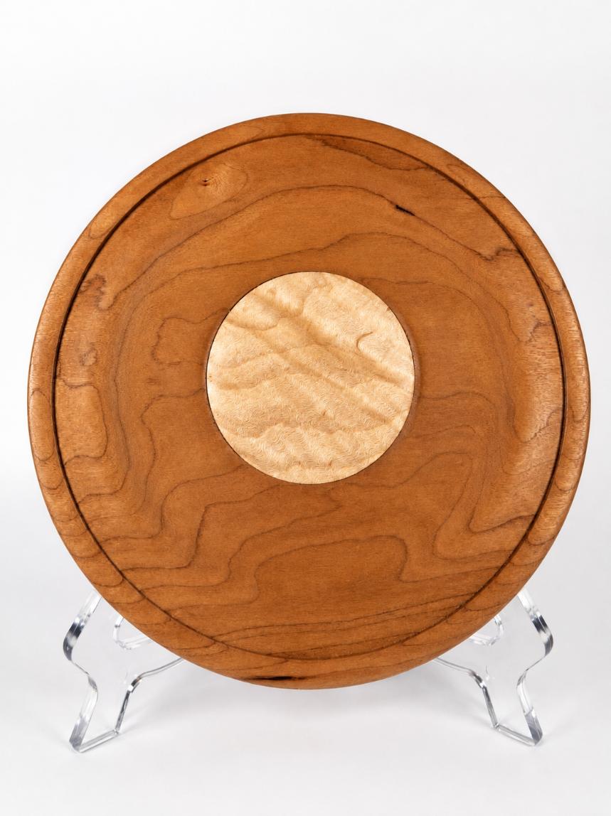 6½‑Inch Figured Cherry Valet Tray with Figured Maple Medallion