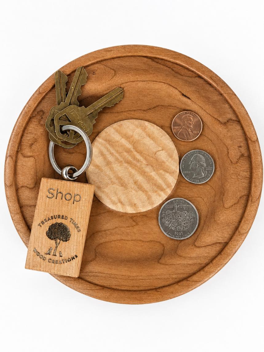 6½‑Inch Figured Cherry Valet Tray with Figured Maple Medallion