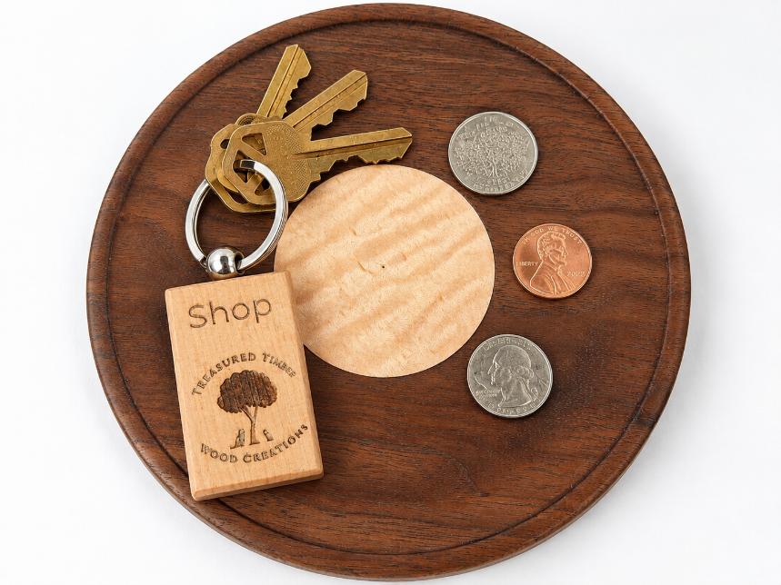 6½-inch Black Walnut Valet Tray with Figured Maple Medallion