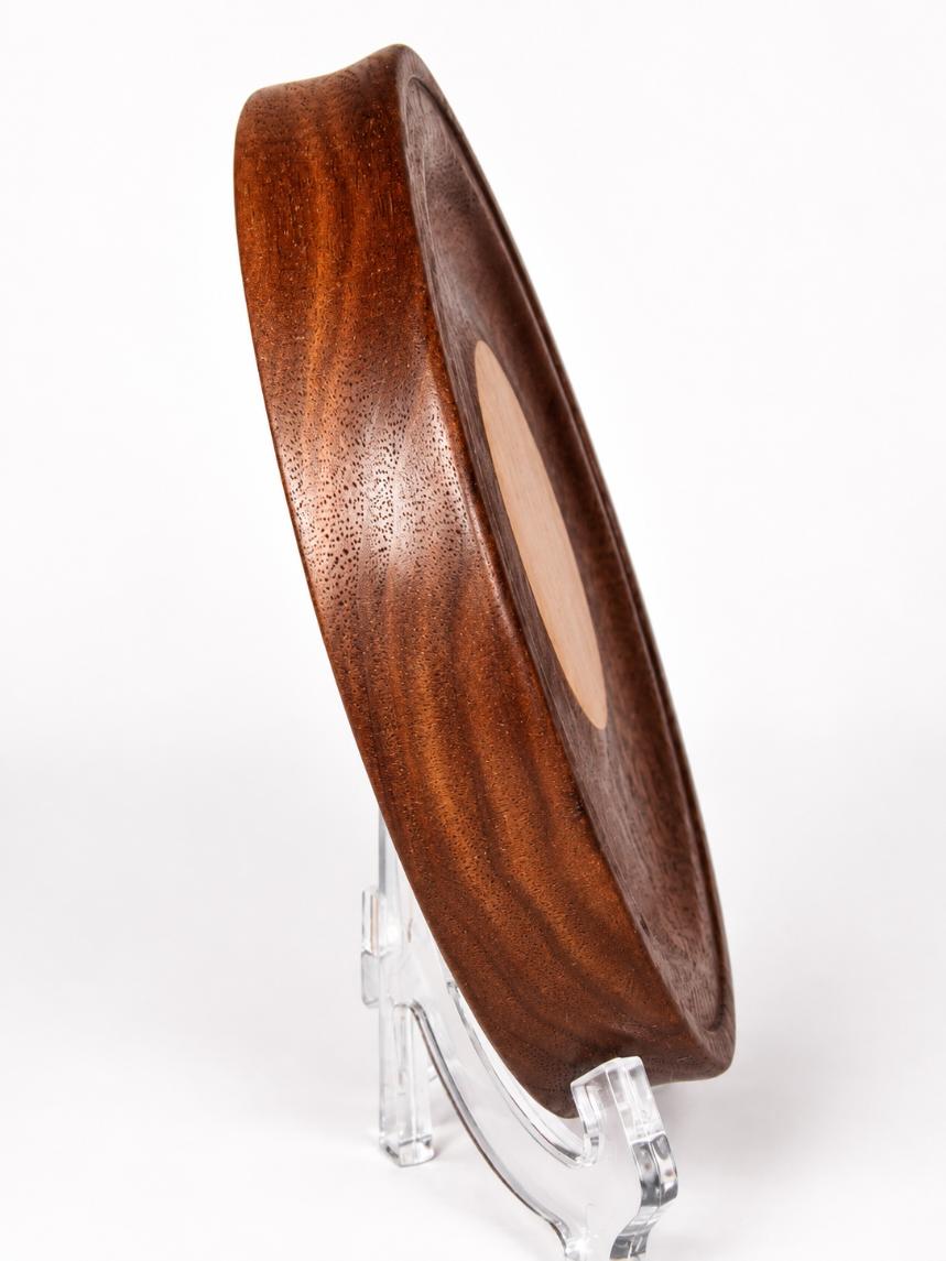 6½-inch Black Walnut Valet Tray with Figured Maple Medallion