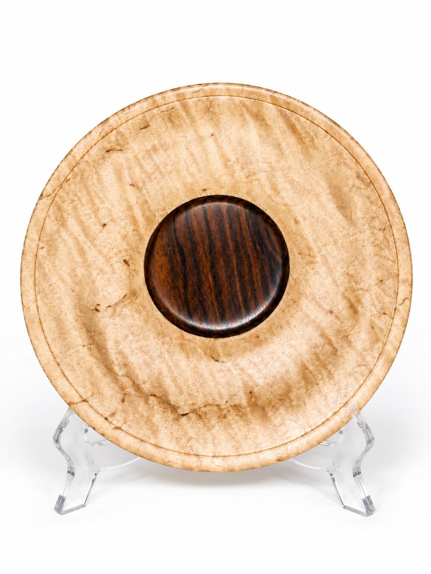 6½-Inch Figured Memorial Maple Valet Tray with Rosewood Medallion