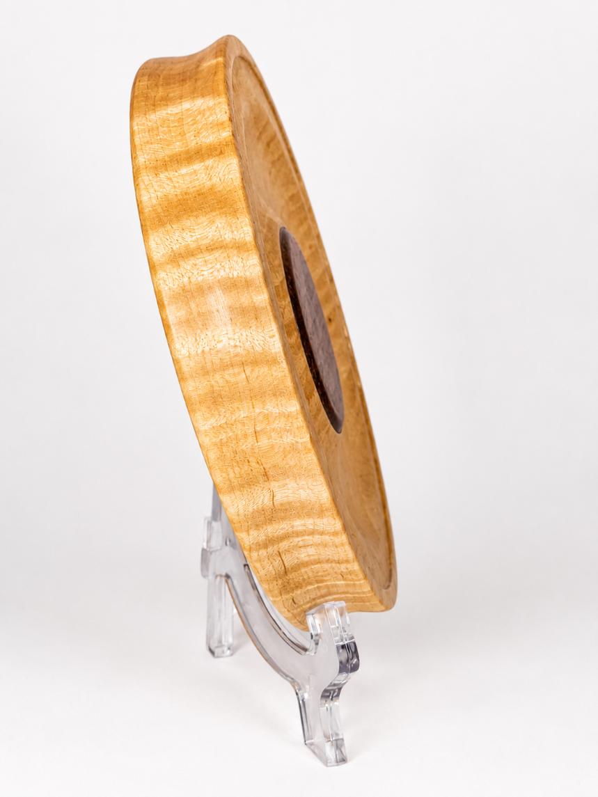 6½-Inch Figured Memorial Maple Valet Tray with Rosewood Medallion