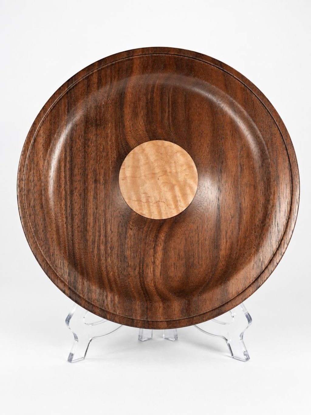 8½-inch Black Walnut Valet Tray with Figured Maple Medallion
