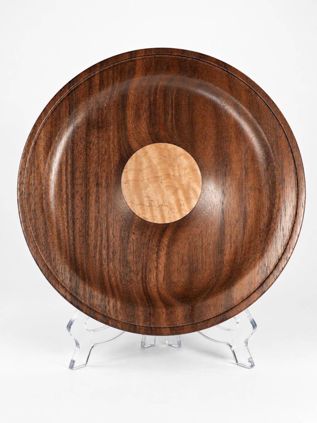 8½-inch Black Walnut Valet Tray with Figured Maple Medallion