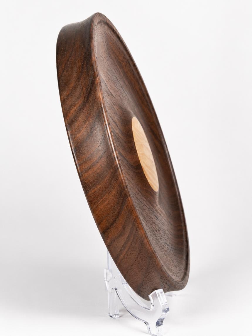 8½-inch Black Walnut Valet Tray with Figured Maple Medallion