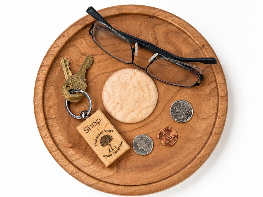 8½-inch Figured Cherry Valet Tray with Figured Maple Medallion