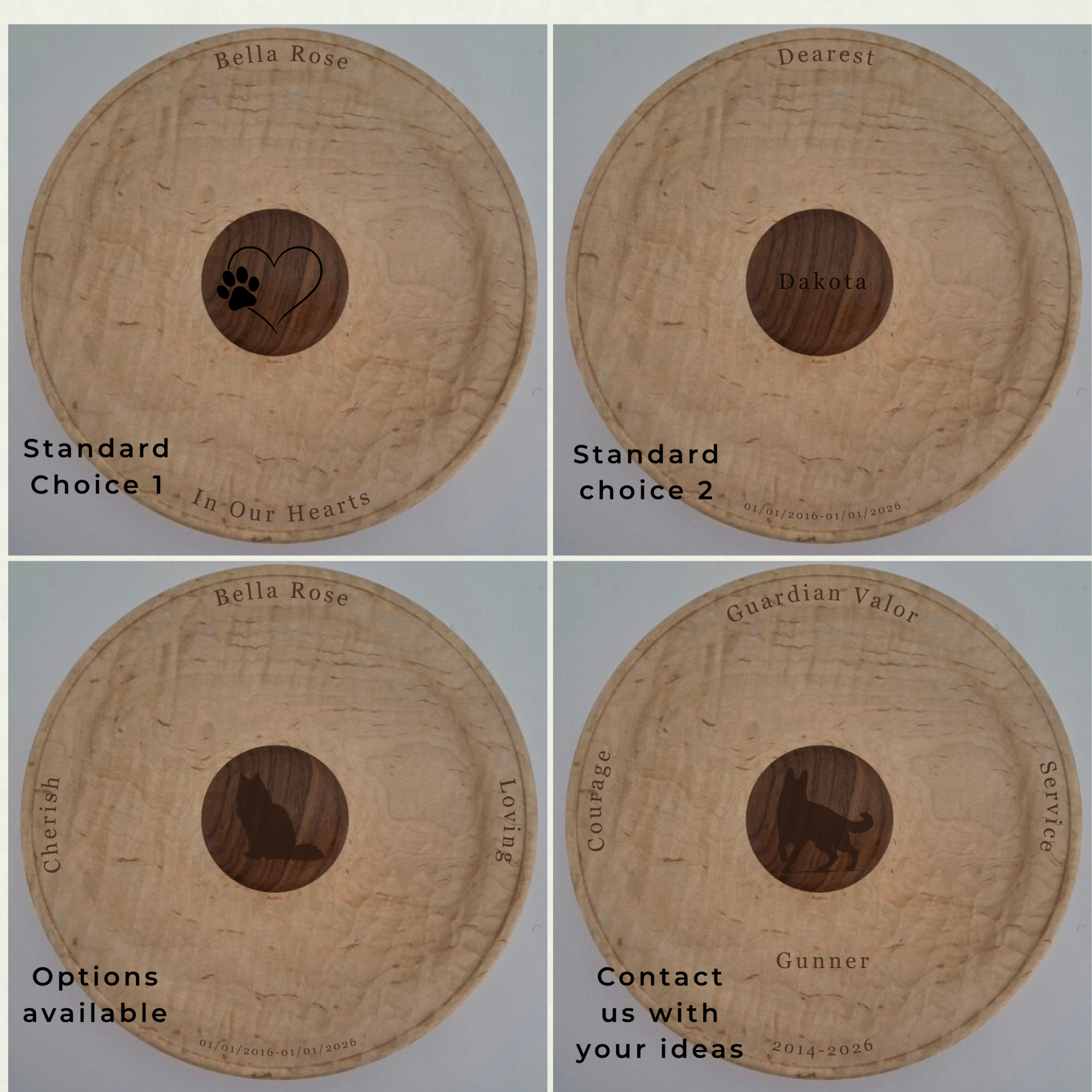 6½-Inch Figured Memorial Maple Valet Tray with Rosewood Medallion
