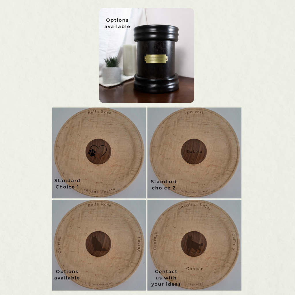 Handcrafted Exotic Wenge & Rosewood Medallion Pet Cremation Urn — 40 lb Capacity